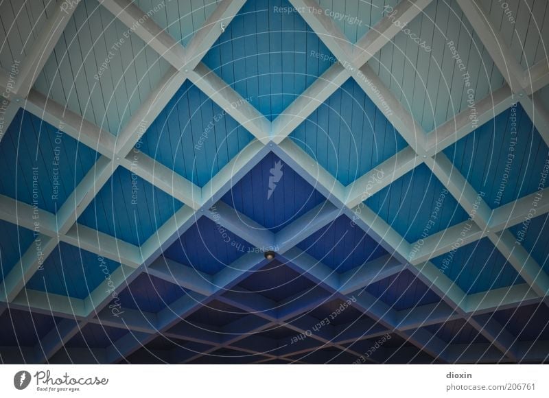 Freiburger Blautöne (FR 6/10) Bühne Bauwerk Architektur Pavillon Dach Decke blau weiß Dachgebälk Kassettendecke türkis Farbverlauf Farbfoto Menschenleer