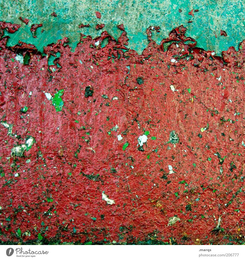 Abriss Mauer Wand Fassade dreckig einfach trashig grün rot Farbe abblättern Hintergrundbild Wandel & Veränderung Lack Farbfoto abstrakt Strukturen & Formen