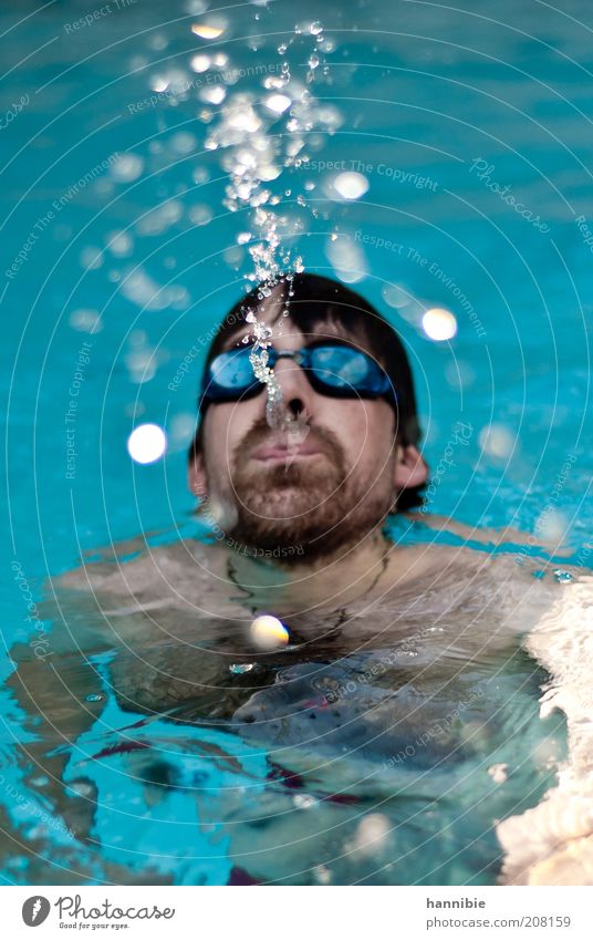 spitting image Freizeit & Hobby Sommer Wassersport Mensch maskulin Mann Erwachsene Kopf 1 30-45 Jahre nass blau spucken Wassertropfen Schwimmbad Schwimmbrille