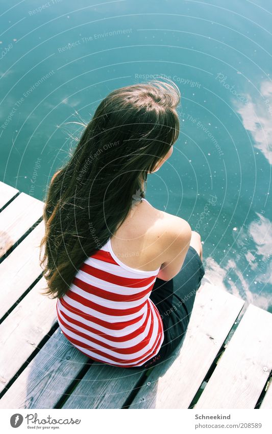 Freizeitstress Haare & Frisuren harmonisch Wohlgefühl Zufriedenheit Erholung ruhig Sommer feminin Junge Frau Jugendliche Erwachsene Leben Rücken 1 Mensch