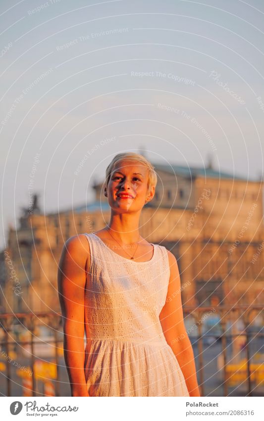 #A# Golden City Kunst ästhetisch Model Modellfigur Dresden blond Semperoper Altstadt Sehenswürdigkeit Städtereise Sommer Sommerurlaub Sonne Sonnenaufgang