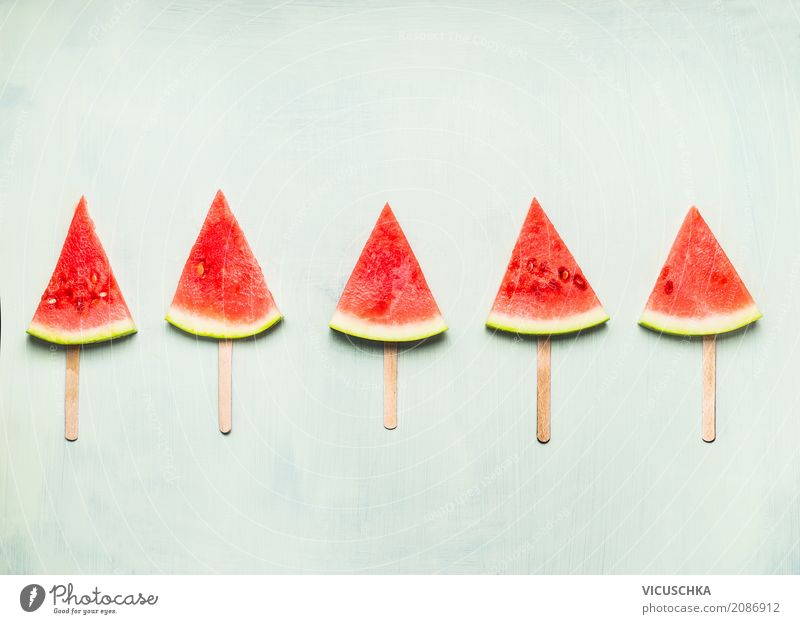 Wassermelone Eis am Stiel Lebensmittel Frucht Dessert Bioprodukte Vegetarische Ernährung Diät Saft Lifestyle Stil Design Gesundheit Gesunde Ernährung Sommer