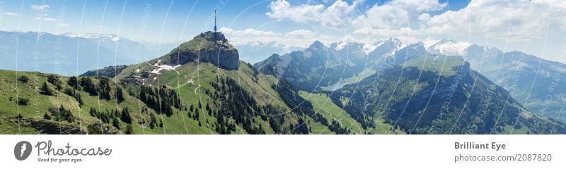 Panorama Hoher Kasten Ferien & Urlaub & Reisen Tourismus Sommer Natur Landschaft Schönes Wetter Felsen Alpen Berge u. Gebirge Berg Säntis frei gigantisch hoch