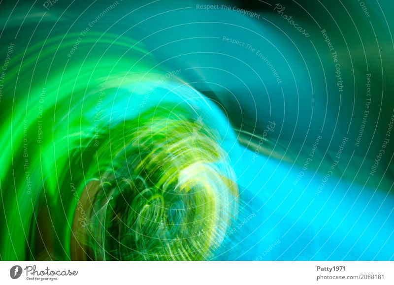 Rotierende, dynamische Strukur in grün und türkis. Abstrakter Hintergrund in ICM-Technik Vortex rotieren blau Dynamik Bewegungsunschärfe Rotation Lichtstrahl