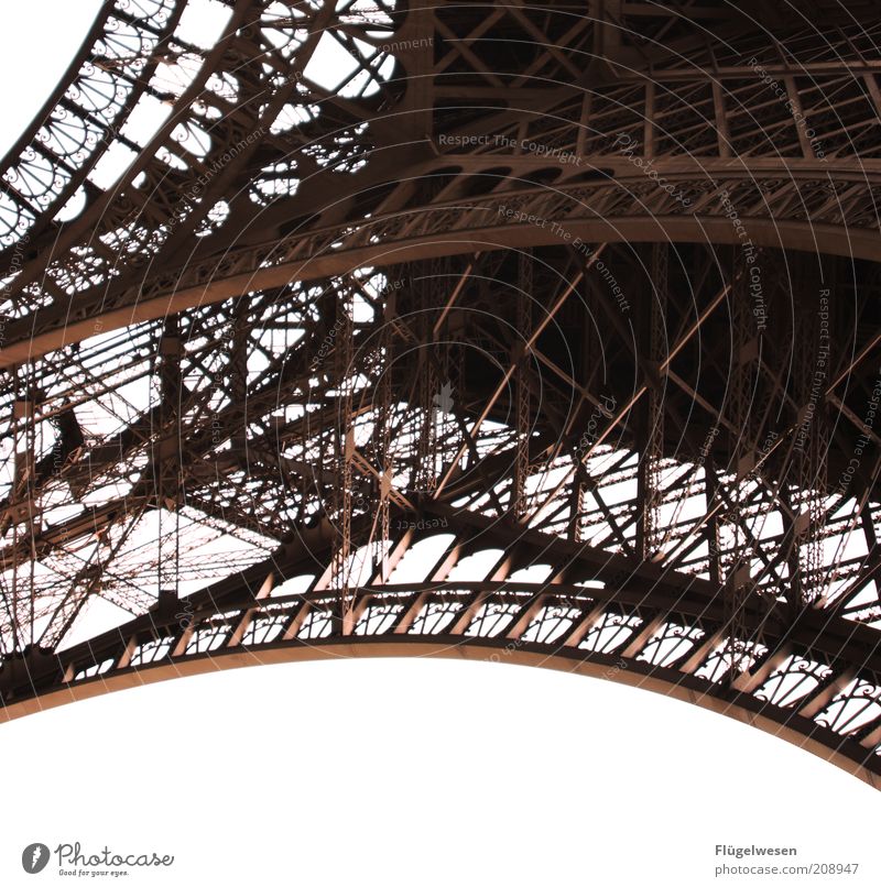 Pähriss Hauptstadt Architektur Sehenswürdigkeit Wahrzeichen Tour d'Eiffel Stahl Paris Frankreich Gestell Gerüst Farbfoto Außenaufnahme Menschenleer