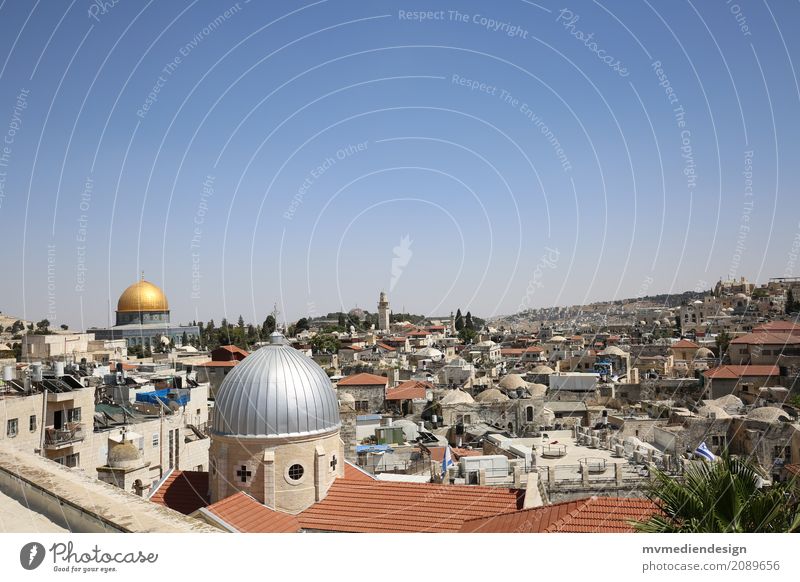 Blick auf die al-Aqsa-Moschee in Jerusalem Kultur lernen Al-Aksa Moschee Israel gold Kuppeldach Bauwerk Religion & Glaube Klagemauer Tempelberg Judentum Islam