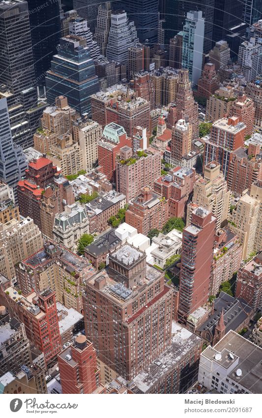 Luftbild von Manhattan Sightseeing Wohnung Büro Stadtzentrum Hochhaus Bankgebäude Gebäude Architektur Straße Straßenkreuzung Erfolg Kapitalwirtschaft
