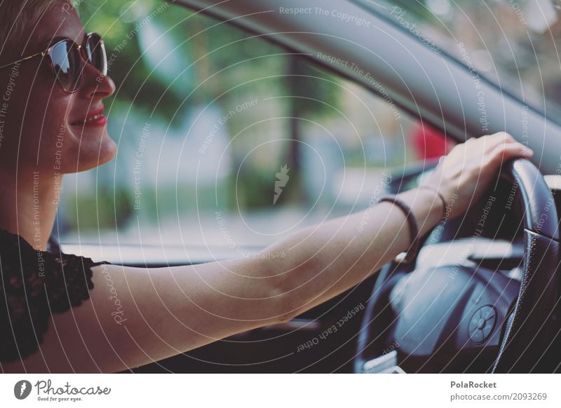 #A# Drive Kunst ästhetisch Frau Autofahren lenken Verkehr Verkehrswege Verkehrsmittel Verkehrsstau Verkehrssicherheit Arme Fahrer Führerschein Cockpit
