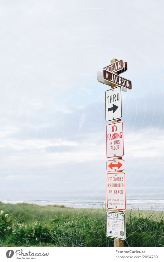 Roadtrip West Coast USA (302) Zeichen Schriftzeichen Schilder & Markierungen Ordnung Orientierung parken Feuerwerk Warnung Respekt Pfeile Meer Pazifik