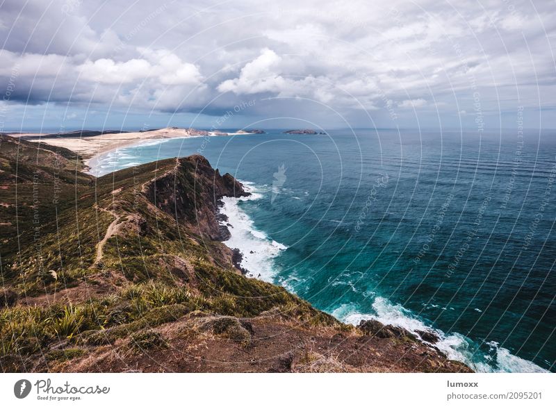 remote Natur Landschaft Wolken Gewitterwolken Sommer schlechtes Wetter Wellen Küste Strand Meer Tasmanische See Neuseeland Australien + Ozeanien blau