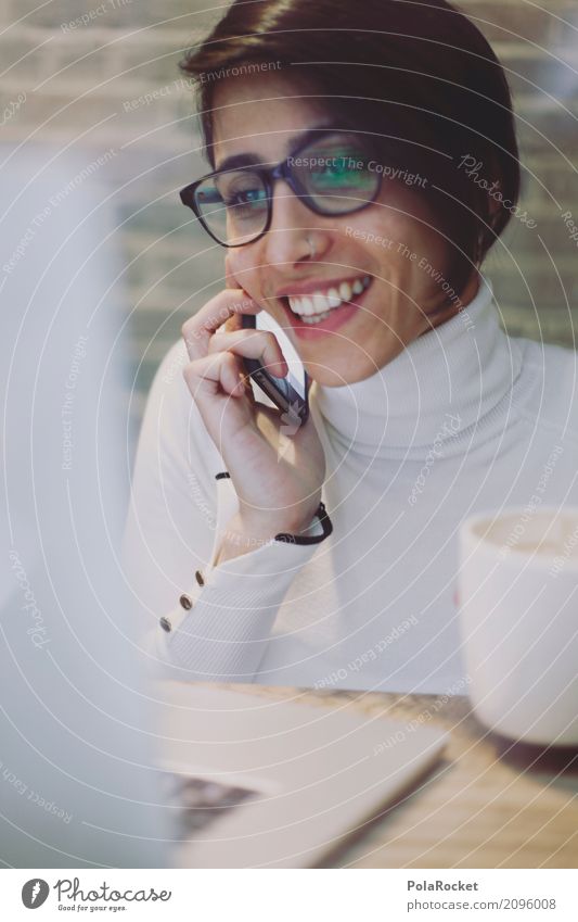 #A# Kaffeepause Medien Neue Medien Internet E-Mail ästhetisch Frau Arbeit & Erwerbstätigkeit arbeitend Telefon Telefongespräch Kaffeetrinken Kaffeetasse Brille
