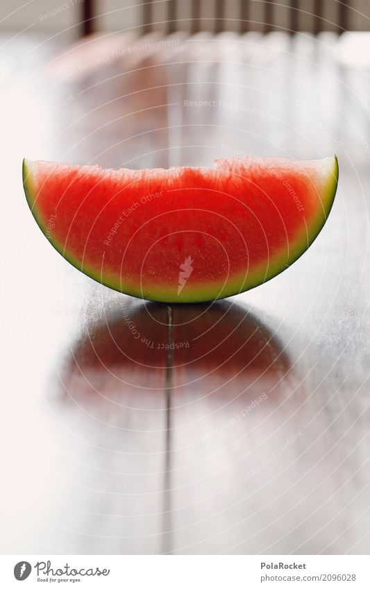 #AS# Melone rot auf braun Lebensmittel Frucht ästhetisch Melonen Melonenschiffchen Teile u. Stücke Tisch Essen Sommer Farbfoto mehrfarbig Innenaufnahme