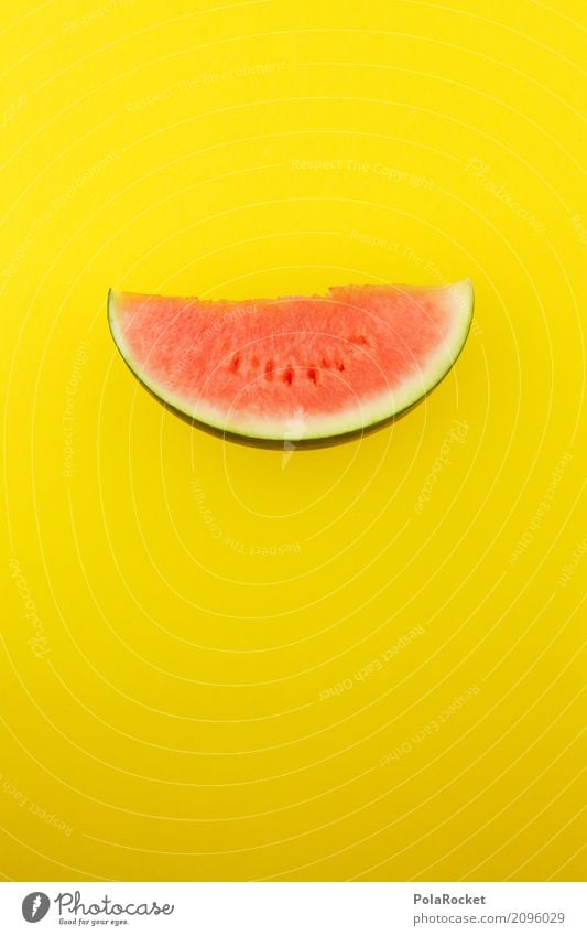 #AS# Melone rot auf gelb Lebensmittel Frucht ästhetisch Melonen Obstladen grell Scheibe Teile u. Stücke Stückmenge lecker Gesunde Ernährung Farbfoto mehrfarbig