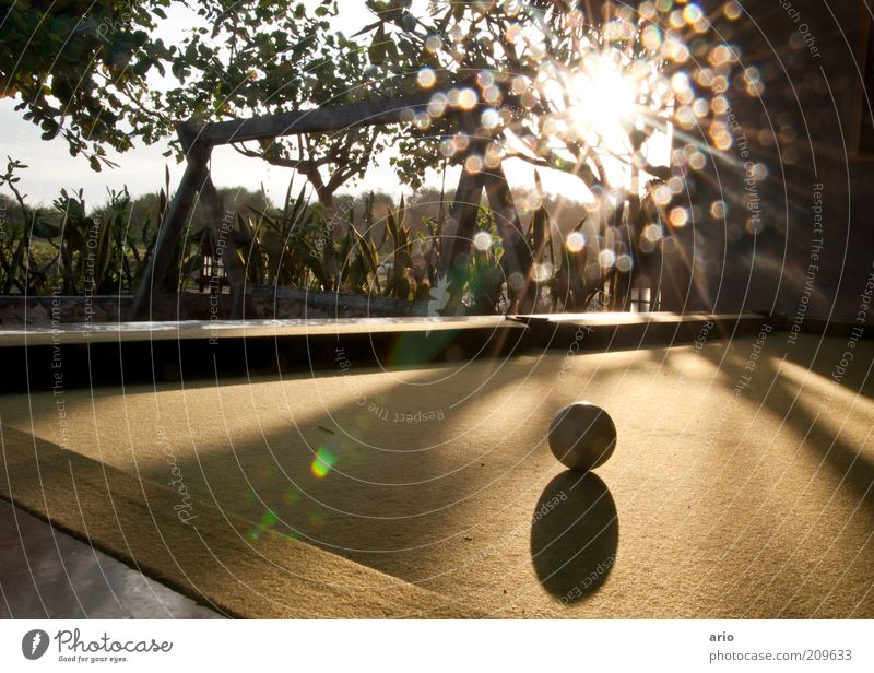 Pünktchen und Kugel Billard Sonne Spielen hell Blendenfleck Farbfoto Außenaufnahme Menschenleer Dämmerung Lichterscheinung Billardkugel Spielplatz Schatten