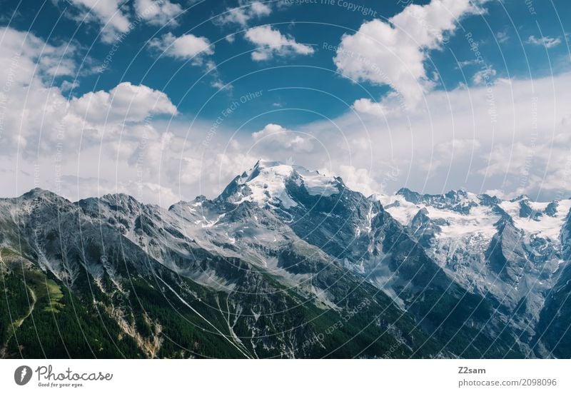 Ortler Natur Landschaft Himmel Wolken Schönes Wetter Alpen Berge u. Gebirge Gipfel Gletscher gigantisch hoch kalt blau Einsamkeit Freiheit Idylle Klima
