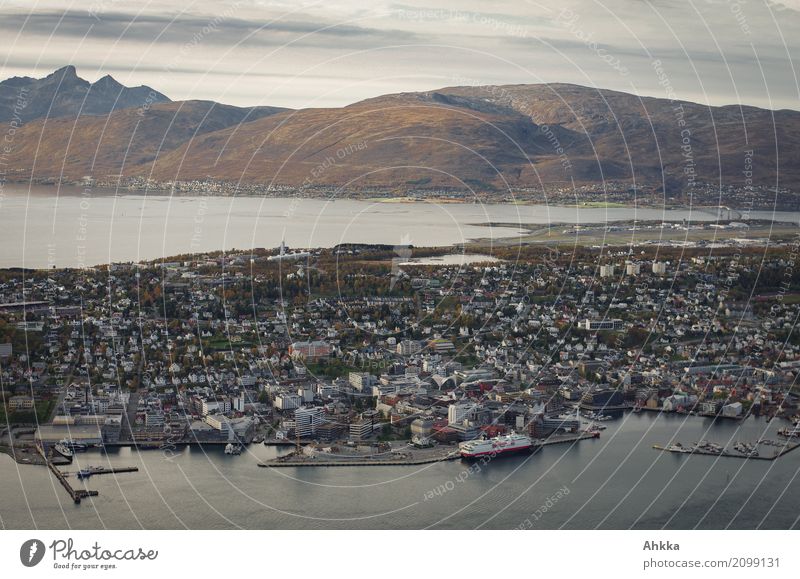 Tromsø Landschaft Klima Klimawandel Berge u. Gebirge Meer Insel Fjord Norwegen Stadt Hafenstadt Stadtzentrum Stadtrand Menschenleer Stimmung Sicherheit Schutz