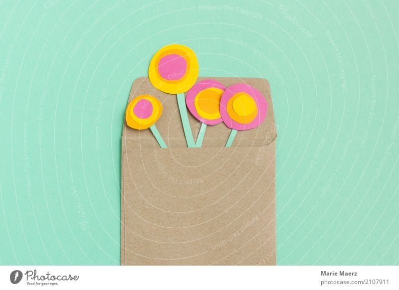 Blumen für dich Muttertag Dekoration & Verzierung Blumenstrauß Brief Briefumschlag Blühend Kommunizieren ästhetisch außergewöhnlich Duft mehrfarbig türkis