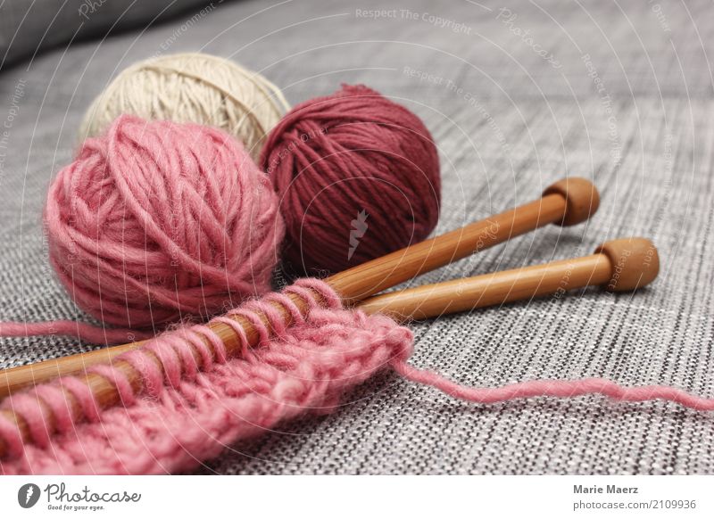 Das Strickzeug wartet II Freizeit & Hobby Handarbeit stricken Erholung authentisch einzigartig weich rosa Gelassenheit ruhig Kreativität Ziel Stricknadel Wolle