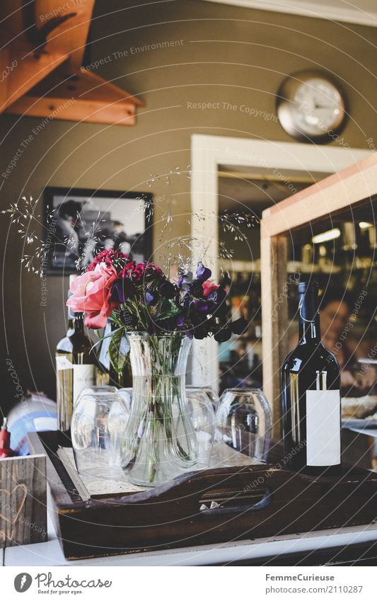 Roadtrip West Coast USA (191) Ernährung Getränk genießen Café Restaurant Idylle gemütlich Westküste Dekoration & Verzierung Blume Blumenvase Weinflasche