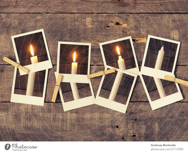 Dritter Advent Winter Weihnachten & Advent retro Tradition candlelight greeting flame card merry conceptual december fourth eve Fotograf instant photo old