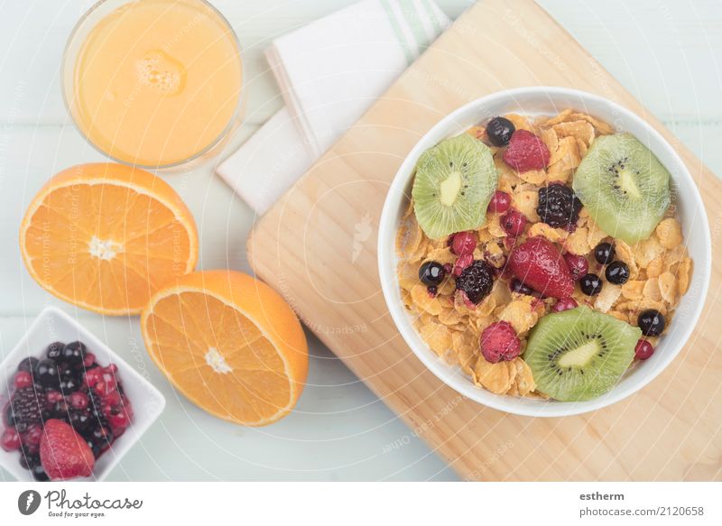 gesundes Frühstück Lebensmittel Frucht Orange Getreide Ernährung Getränk Limonade Saft Geschirr Schalen & Schüsseln Becher Lifestyle Gesunde Ernährung