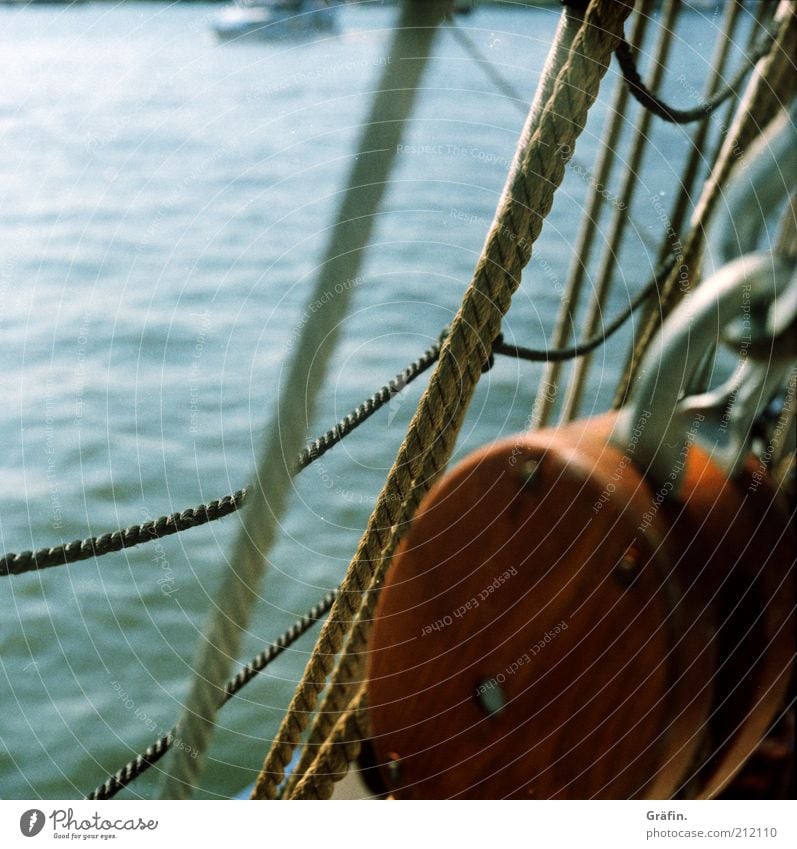 Auf Matrosen... Hafen Schifffahrt Segelschiff Seil An Bord Schulschiff Bark blau braun Fernweh Abenteuer Mobilität Nostalgie Tourismus Tradition Holz Wanten