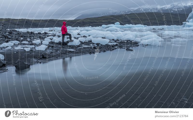 Jökulsárlón Glacier Lagoon, Iceland Natur Landschaft Klima Eis Frost Wellen Küste Reisefotografie Eisberg Island Farbfoto Außenaufnahme Textfreiraum rechts