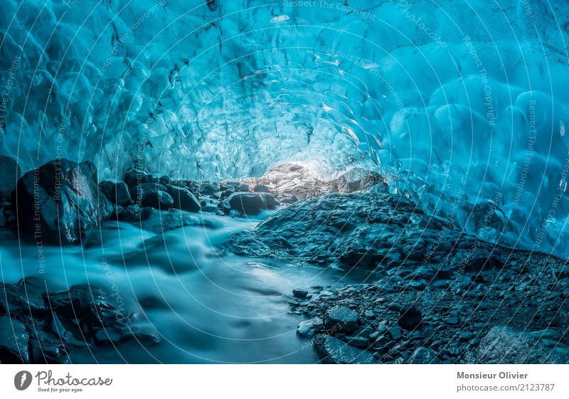 Eishöhle, Gletscher, Island Ferien & Urlaub & Reisen Tourismus Abenteuer Expedition 1 Mensch Natur Landschaft Klima Frost Außenaufnahme Aktion Aktivurlaub Fluss