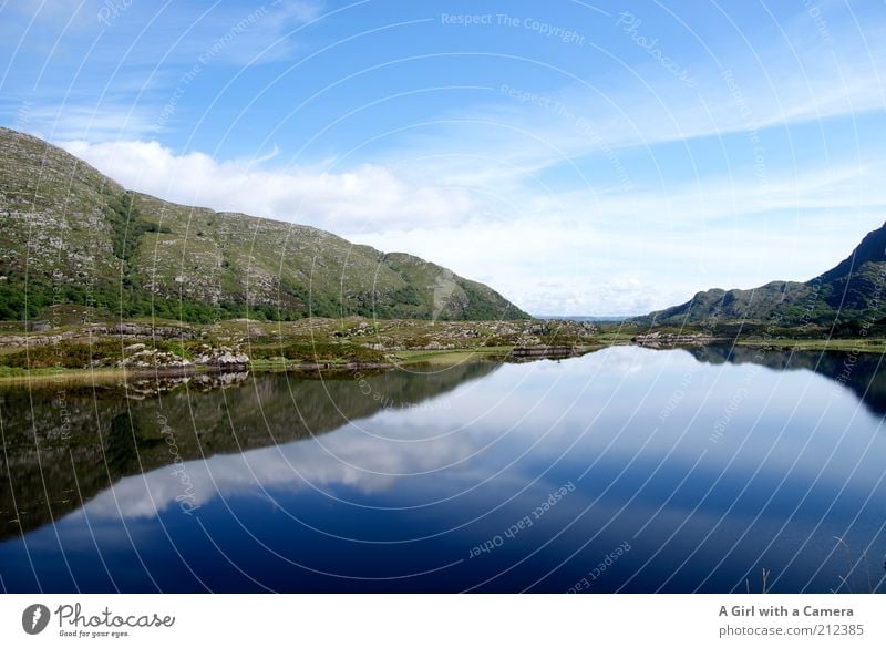 A lake in Ireland Umwelt Natur Landschaft Wasser Himmel Horizont Sommer Schönes Wetter Hügel Seeufer schön blau Reinheit Idylle rein ruhig Spiegel