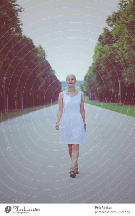 #A# Walk in the Park feminin 1 Mensch ästhetisch laufen Spaziergang Spazierweg Großer Garten Dresden Kleid Mode selbstbewußt Frau Emanzipation weiß