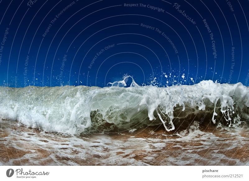 Wasserscheu? Sommer Wellen Urelemente Wassertropfen Schönes Wetter Küste Meer ästhetisch außergewöhnlich nass schön blau Bewegung exotisch Kraft Natur Farbfoto