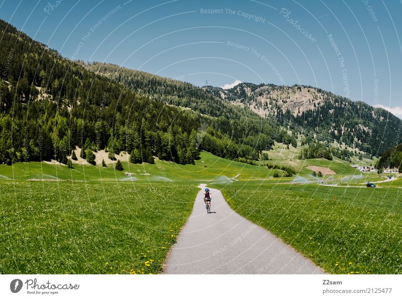 Gleich in Italia Ferien & Urlaub & Reisen Fahrradtour Sommer Fahrradfahren 18-30 Jahre Jugendliche Erwachsene Natur Landschaft Schönes Wetter Wiese Alpen