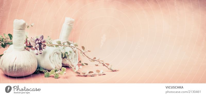 Spa oder Wellness Hintergrund mit Massage Zubehör Stil Design Körperpflege Gesundheit Erholung Natur Blume Dekoration & Verzierung Fahne rosa Hintergrundbild