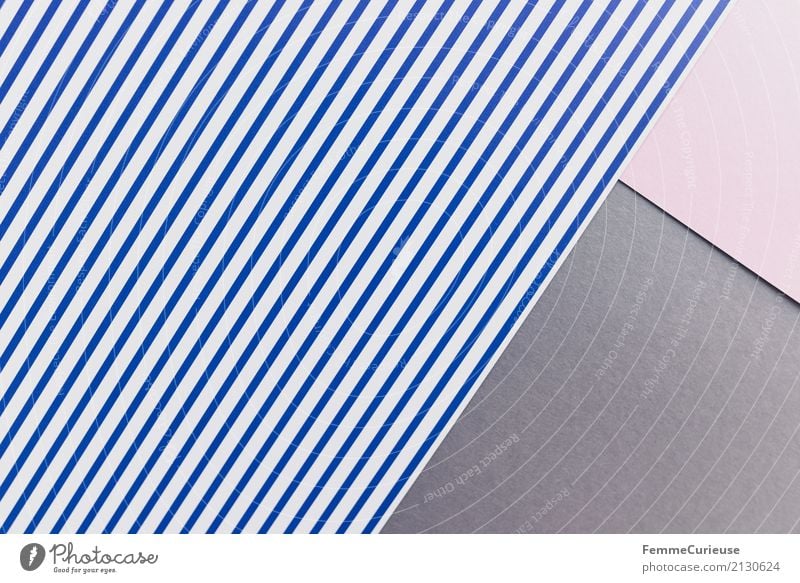 Muster (06) Papier Zettel mehrfarbig blau-weiß grau rosa Farbkombination Farbstoff Farbenspiel graphisch Geometrie Strukturen & Formen gestreift Streifen