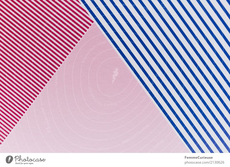 Muster (08) Papier Zettel mehrfarbig rot-weiß blau-weiß rosa graphisch Dreieck Rechteck Geometrie Design Strukturen & Formen Bastelmaterial Farbkombination