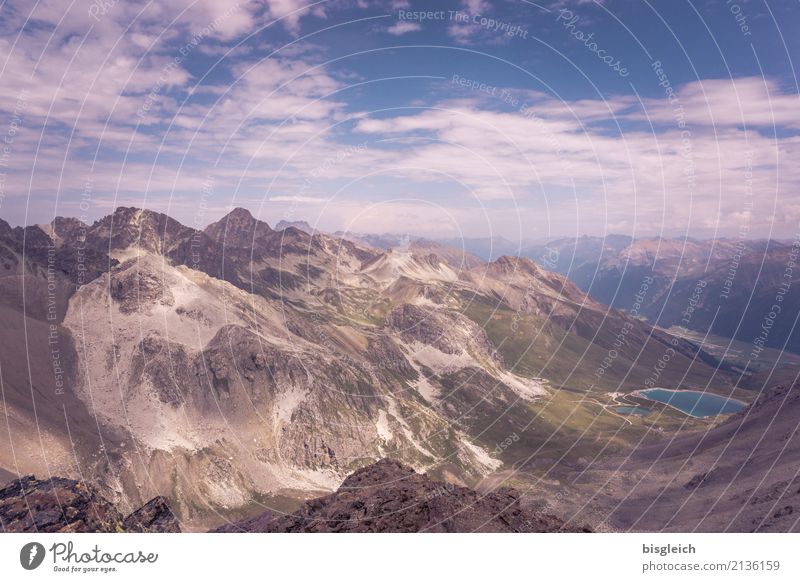 Alpenpanorama Bergsteigen Klettern wandern Umwelt Natur Landschaft Berge u. Gebirge Gipfel See blau braun grün Ferne Horizont Farbfoto Außenaufnahme