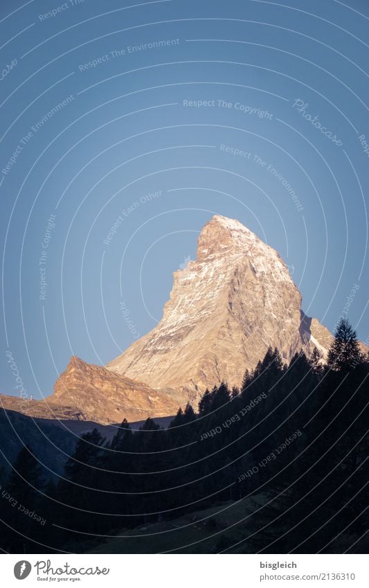 Matterhorn V Bergsteigen Klettern wandern Umwelt Natur Landschaft Wolkenloser Himmel Schönes Wetter Alpen Berge u. Gebirge Gipfel Zermatt Schweiz Europa blau