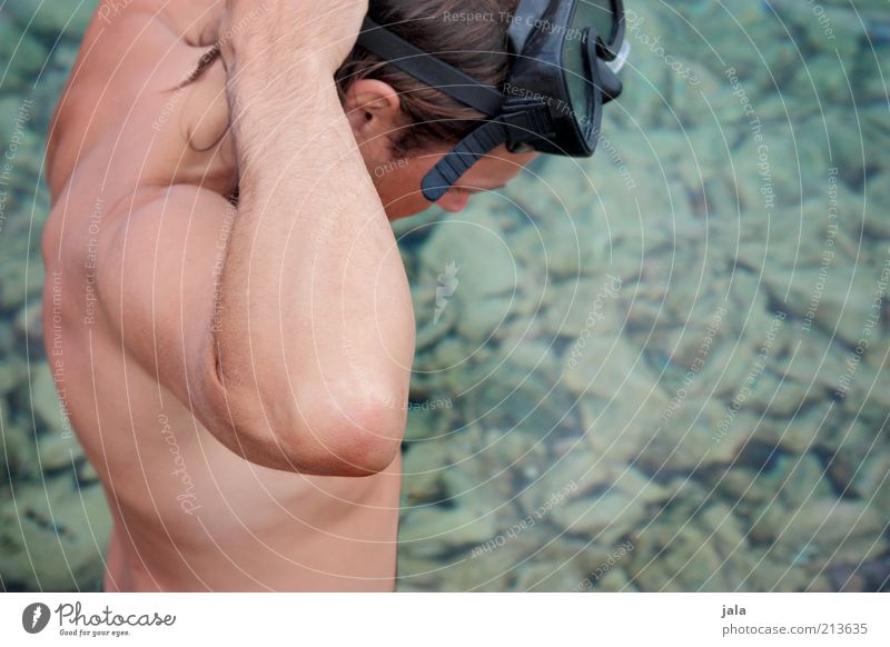 snorkeling Freizeit & Hobby Spielen Wassersport tauchen Schnorcheln maskulin Mann Erwachsene Haut Kopf Rücken Brust Arme 30-45 Jahre Meer Stein ästhetisch