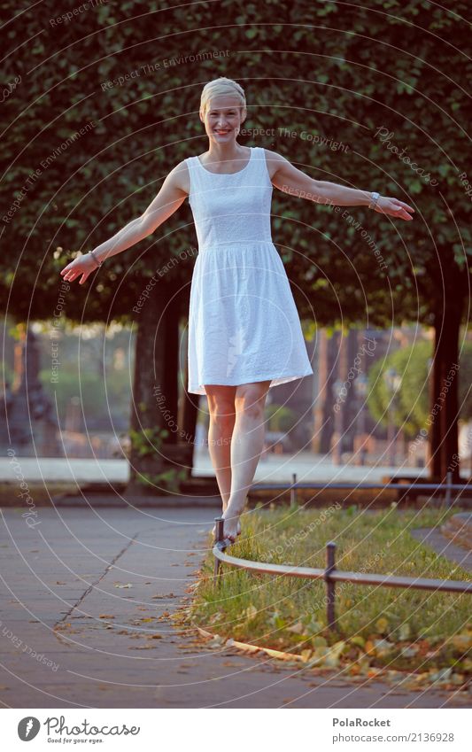 #A# Balance 1 Mensch Freude Glück Fröhlichkeit Zufriedenheit Lebensfreude Gleichgewicht Kleid Barfuß laufen Unsinn Spielen Brühlsche Terrasse Dresden Farbfoto