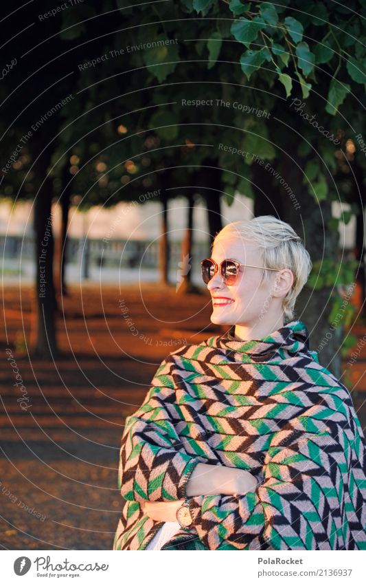 #A# Smile Kunst Kunstwerk ästhetisch Sonnenbrille Sonnenstrahlen Umhang Decke Baum Allee Park Brühlsche Terrasse lachen Mode Farbfoto Gedeckte Farben