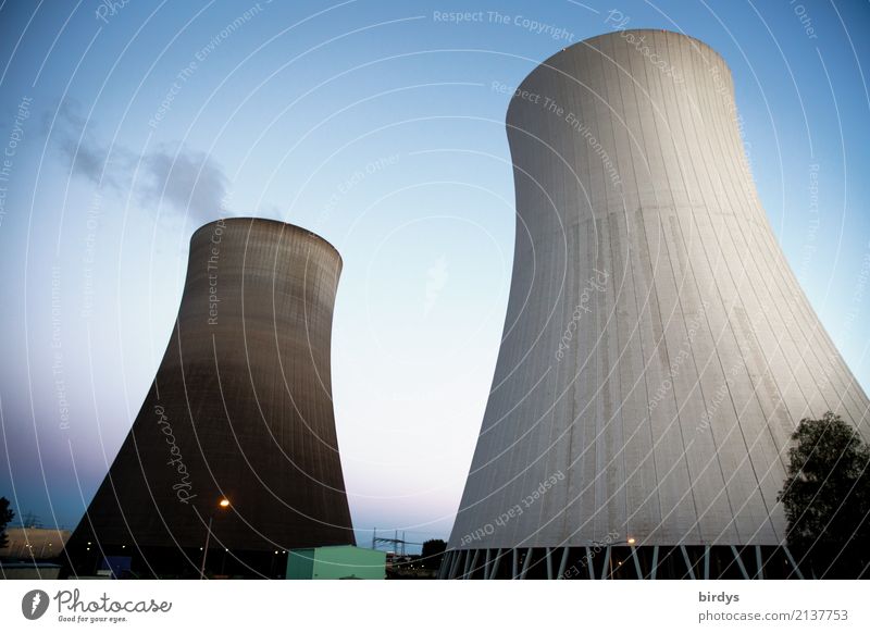 Atomkraft ? - Nein Danke ! Energiewirtschaft Kernkraftwerk Wolkenloser Himmel Sommer Philippsburg Kühlturm bedrohlich gigantisch hoch blau grau Sorge gefährlich