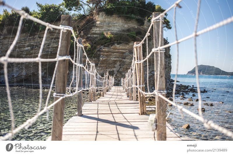 Brücke zu Cameo Island Natur Sommer Schönes Wetter Meer Sehenswürdigkeit Ferien & Urlaub & Reisen Tourismus Holzbrücke Zakinthos Urlaubsfoto cameo Insel