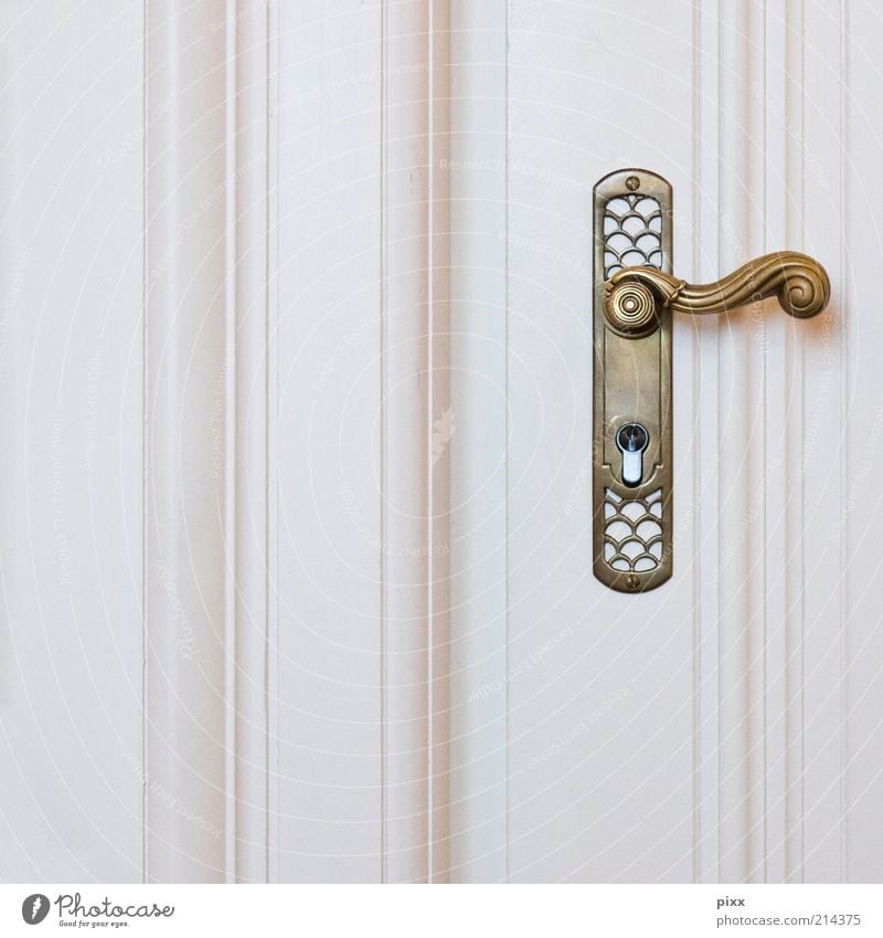 für klinkenputzer Lifestyle elegant Stil Tür Griff Holz Metall Gold ästhetisch historisch Kitsch weiß Farbfoto Gedeckte Farben Innenaufnahme Detailaufnahme