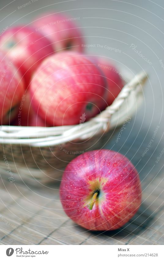 Äpfel Lebensmittel Frucht Apfel Ernährung Bioprodukte Vegetarische Ernährung Diät Schalen & Schüsseln lecker rund saftig sauer süß rot Korb Obstkorb Boskop