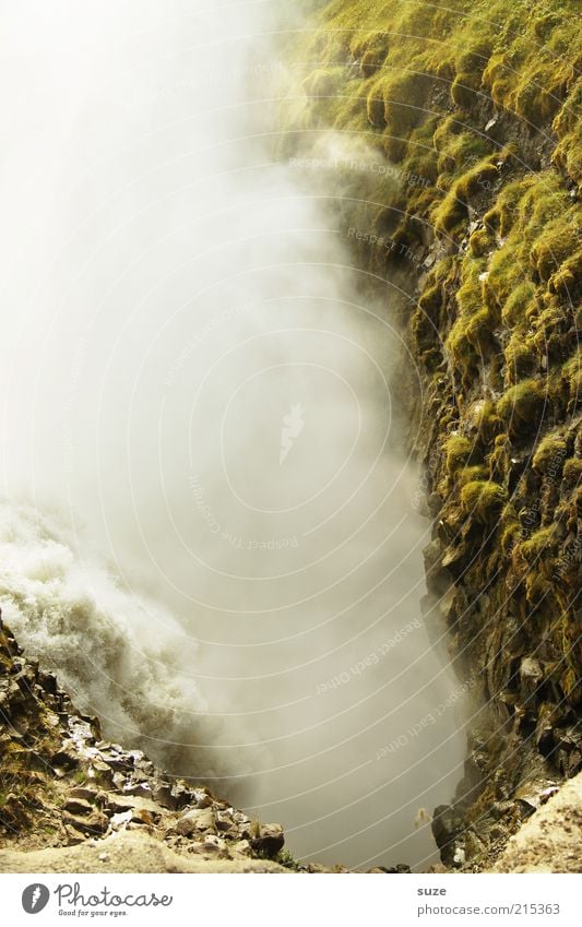 Gullfoss Umwelt Natur Landschaft Urelemente Wasser Klima Schönes Wetter Nebel Felsen Berge u. Gebirge Schlucht Wasserfall außergewöhnlich gigantisch wild Dunst