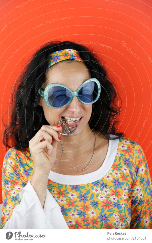 #A# Real Stuff feminin 1 Mensch Kunst ästhetisch Sonnenbrille Hippie trendy Hipster Karnevalskostüm verkleiden beißen Versuch Achtziger Jahre Siebziger Jahre
