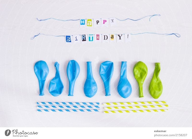 happy birthday Feste & Feiern Geburtstag Dekoration & Verzierung Luftballon Trinkhalm Zeichen Schriftzeichen Fahne Girlande ästhetisch Freundlichkeit