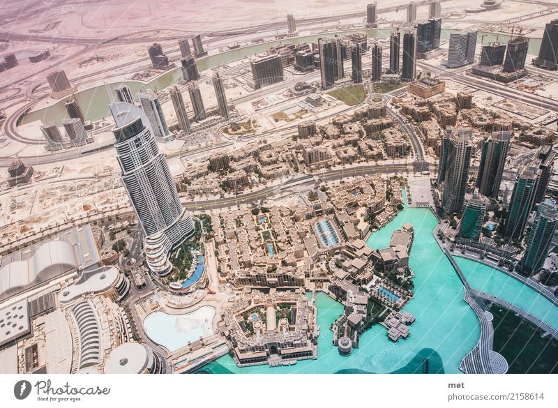 Dubai von oben II Schönes Wetter Wärme Dürre Wüste Vereinigte Arabische Emirate Asien Stadt Hauptstadt bevölkert Hochhaus Bankgebäude Architektur