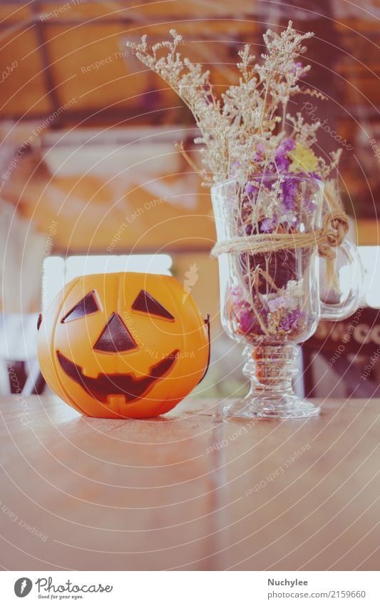 Kürbis für Halloween Stil Design Dekoration & Verzierung Tisch Restaurant Feste & Feiern Blume Ornament retro Feiertag Hintergrund Holz Zeichen