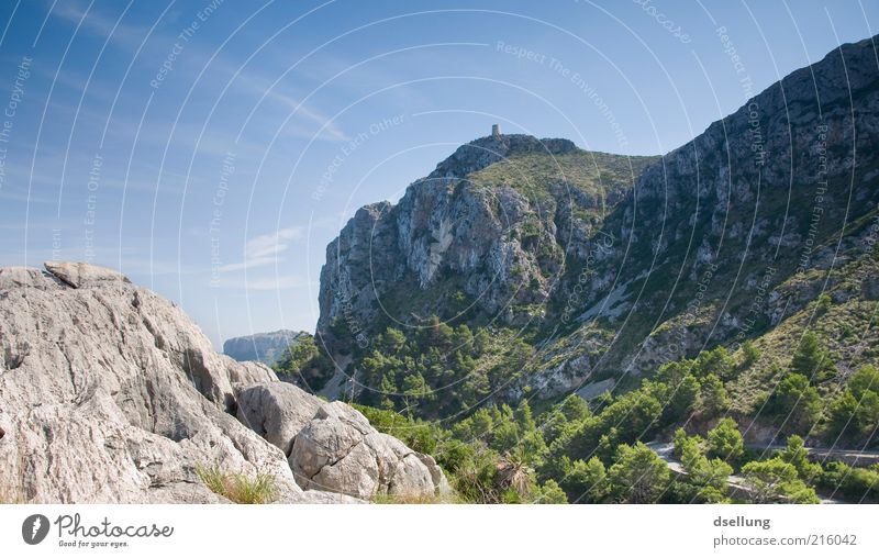 Mallorca V Umwelt Natur Landschaft Pflanze Erde Himmel Schönes Wetter Baum Gras Sträucher Wald Felsen Berge u. Gebirge Insel ästhetisch eckig elegant Ferne